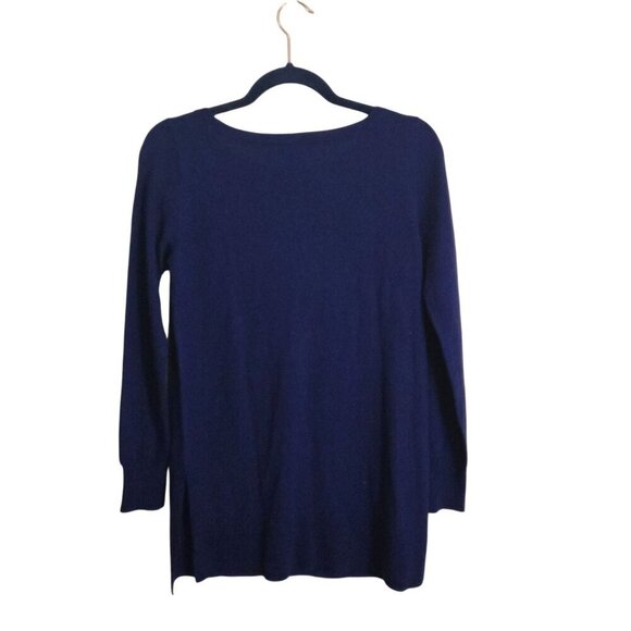 Ann Taylor NWT Navy Blue Scoop Neck Slit Side Tunic Sweater Size S - Picture 2 of 6